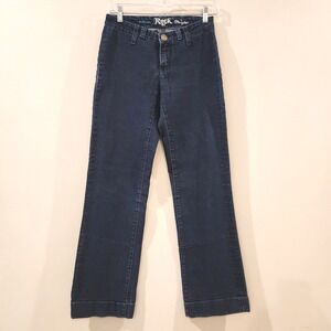 Rock 47 Wrangler Wide Leg Jeans Womens Size 25x32 Dark Wash Denim Mid Rise‎